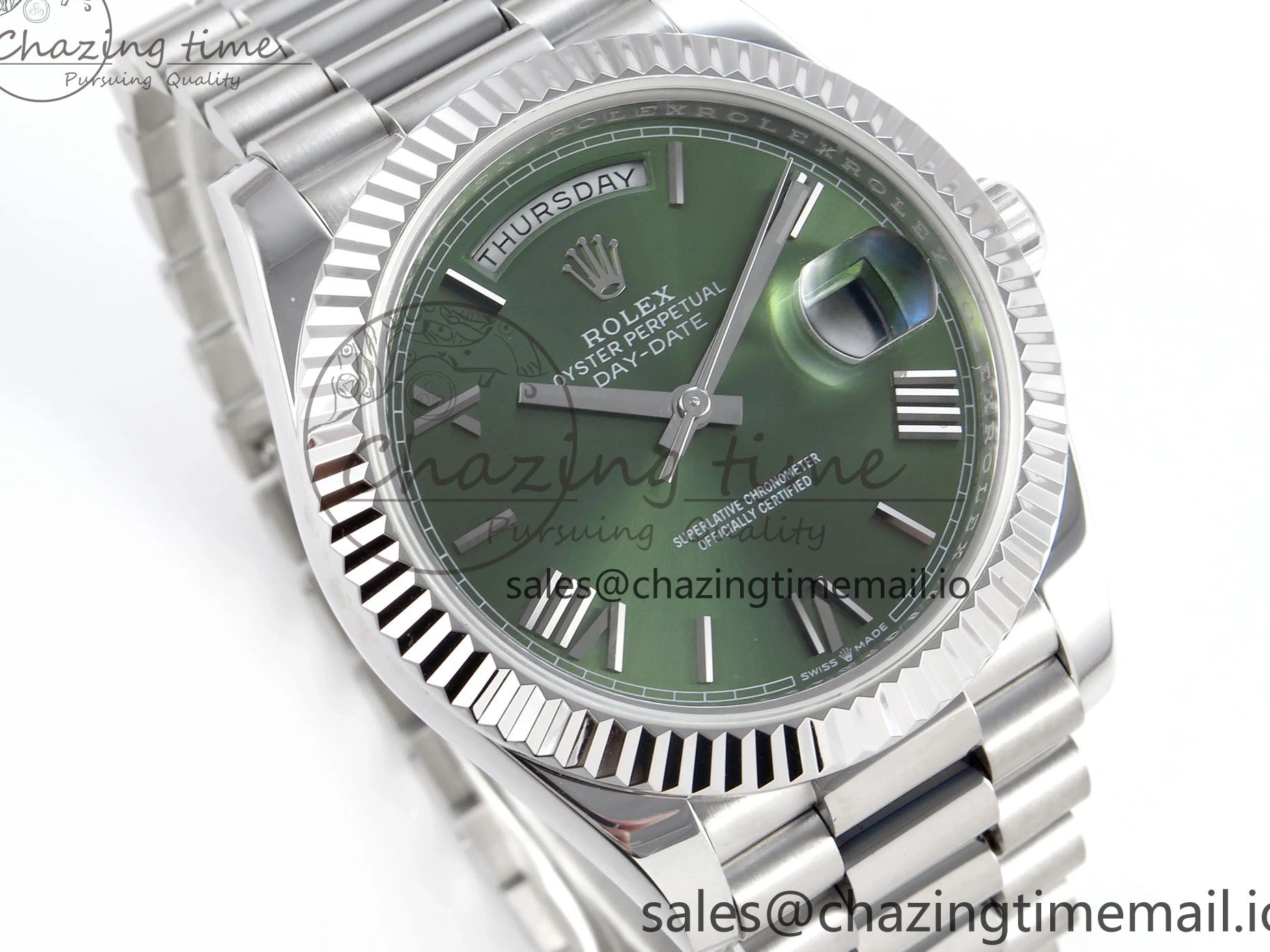Weight) Roman 1:1 KF 40 Edition Best 228239 (Gain on SS Dial Green Bracelet VR3255 Day President Date 0308